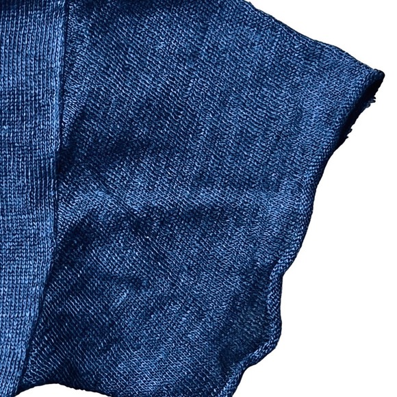 Nili Lotan 100% Linen Oversized Navy Blue Short Sleeve T-Shirt Sweater X-Small - Picture 9 of 15